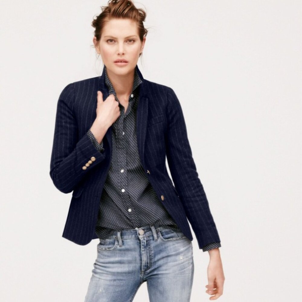 J Crew Schoolboy Navy Pinstripe Blazer